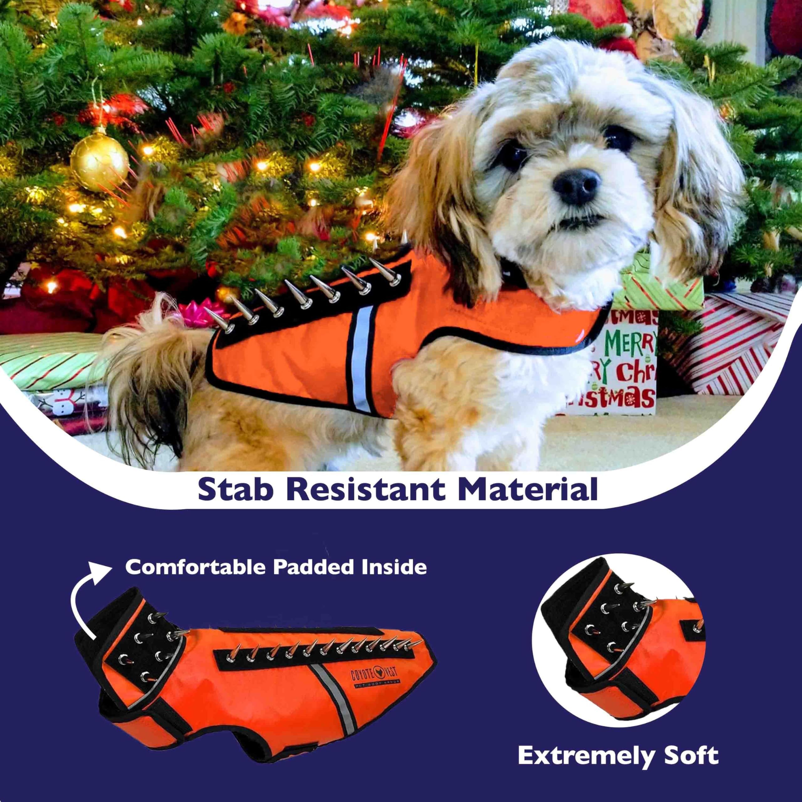 CoyoteVest SpikeVest profil orange pour petit chien, ajustement précis.