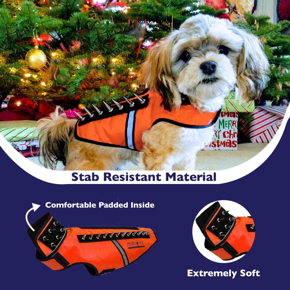 CoyoteVest SpikeVest profil orange pour petit chien, ajustement précis.