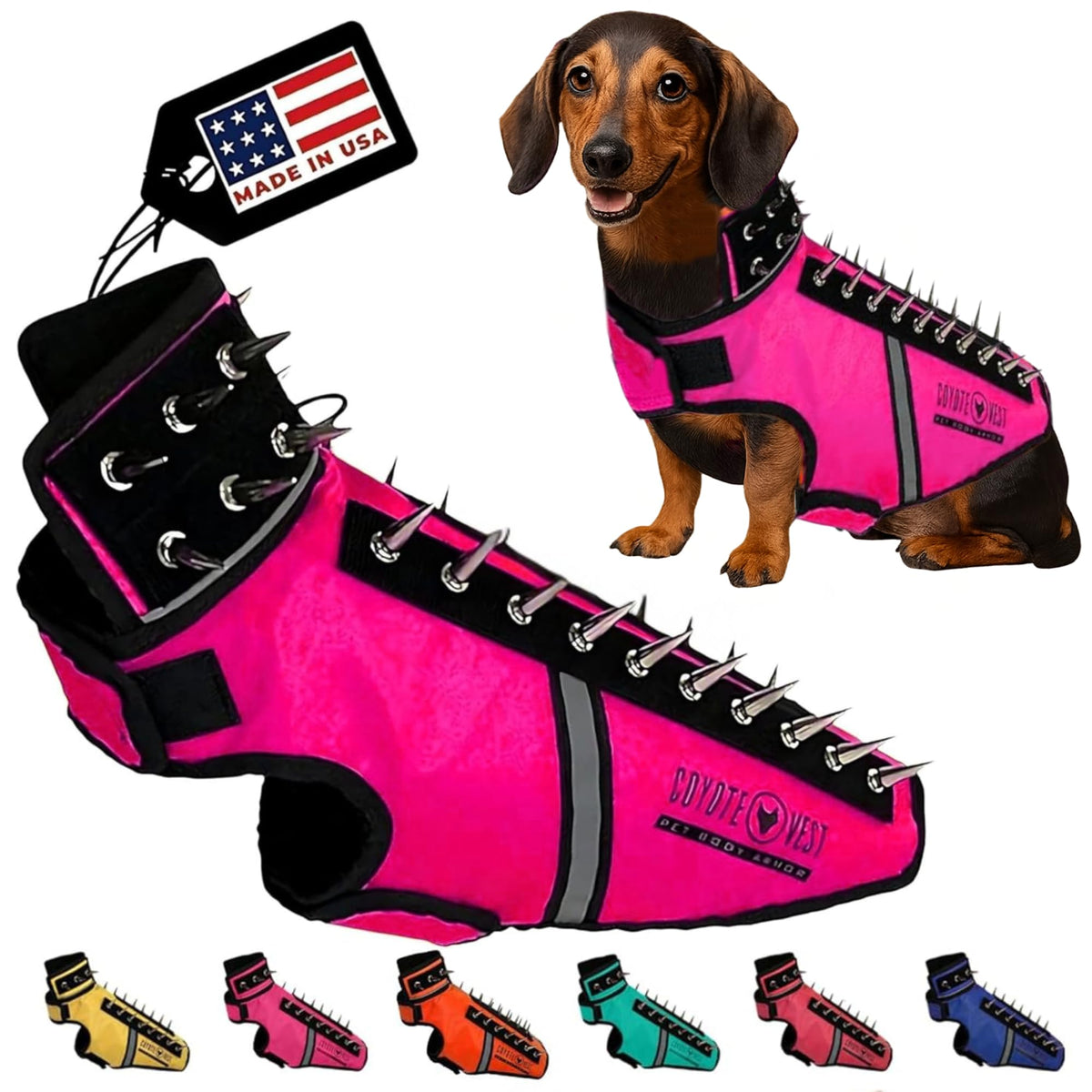 CoyoteVest SpikeVest, harnais petit chien, protection lors des promenades en plein air.