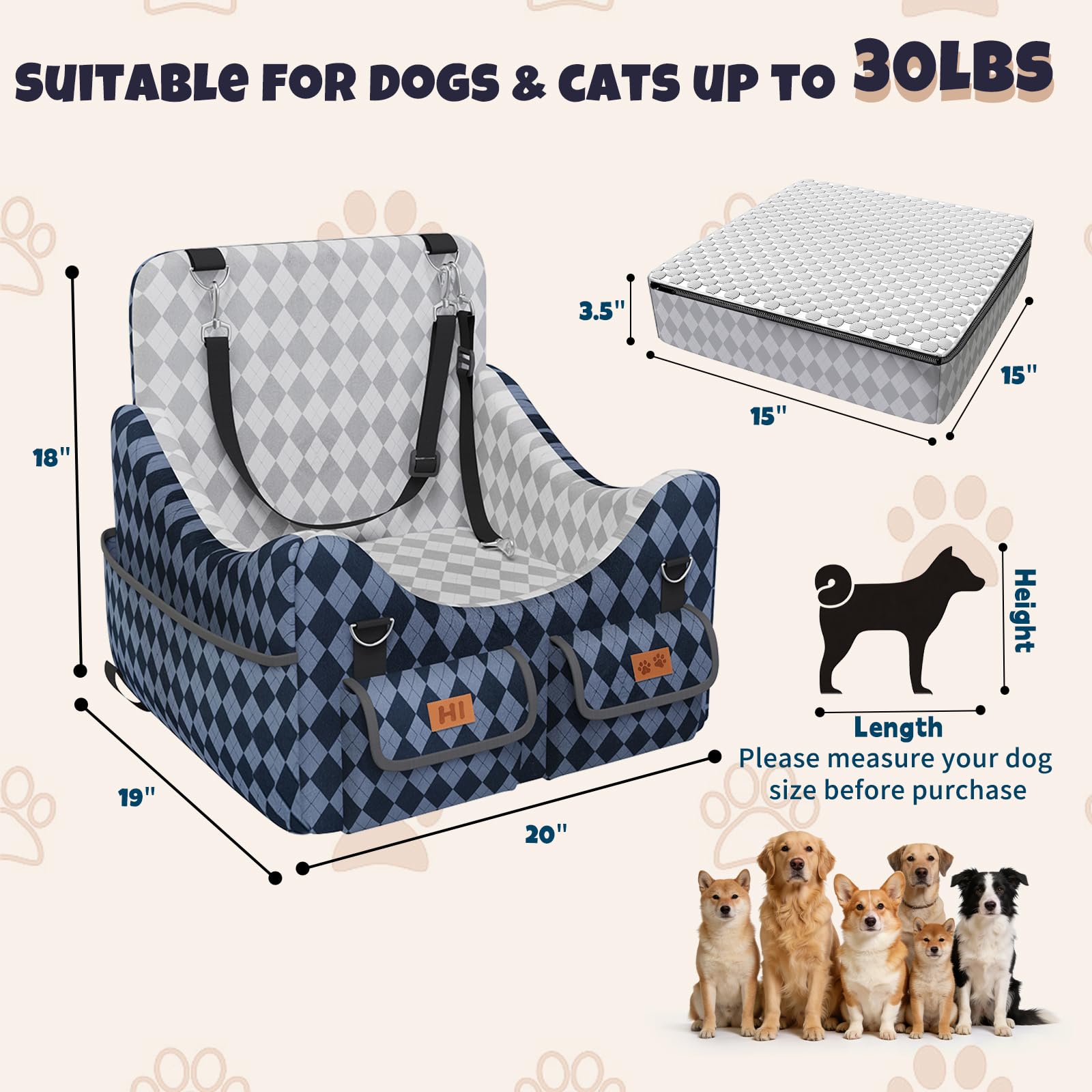 COZEER housse lavable zip pour siège-auto chien facile d entretien