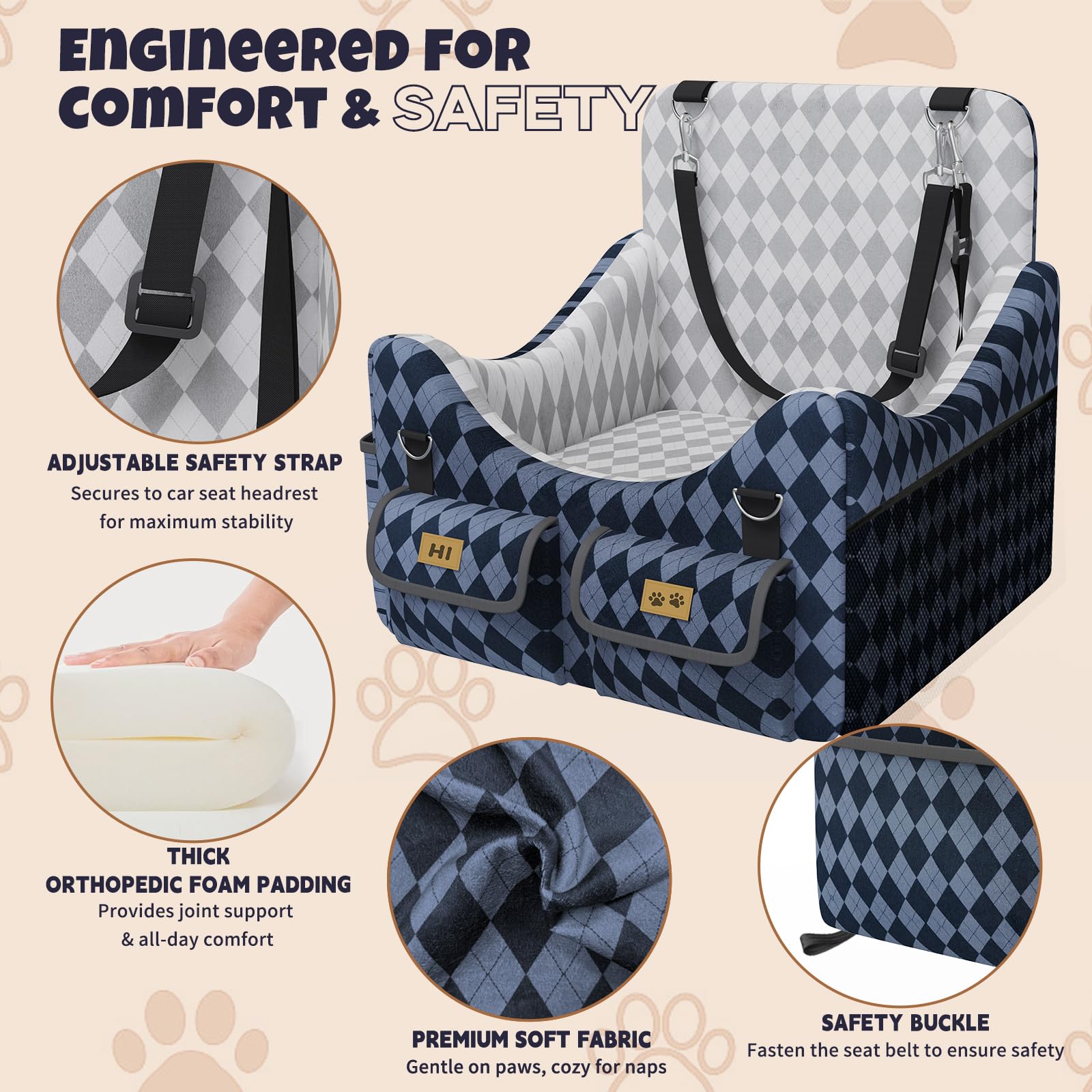 COZEER utilisation intérieure et extérieure du siège auto pour chien