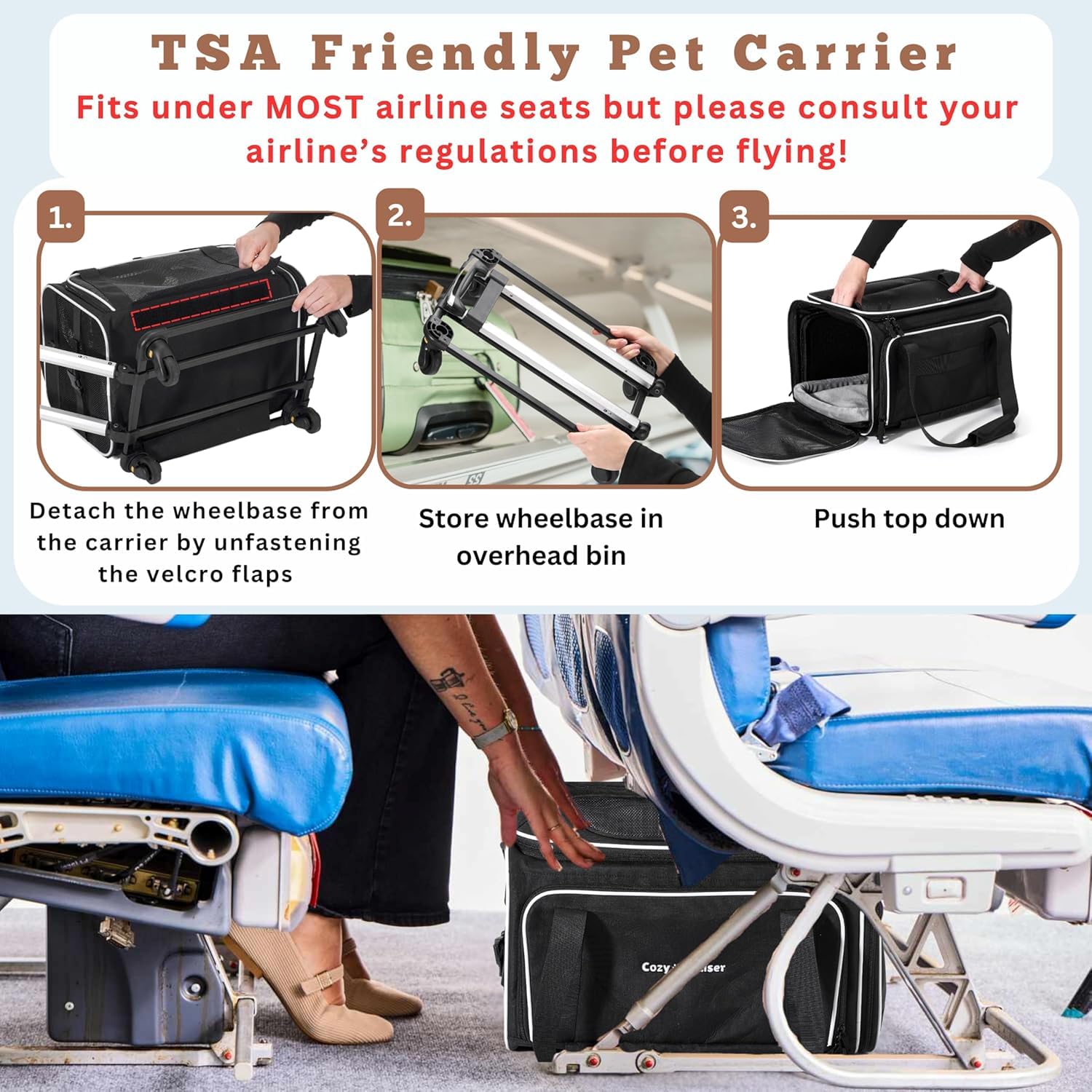 Cozy Cruiser transporteur animal haut extensible offre plus d'espace pour l'animal.