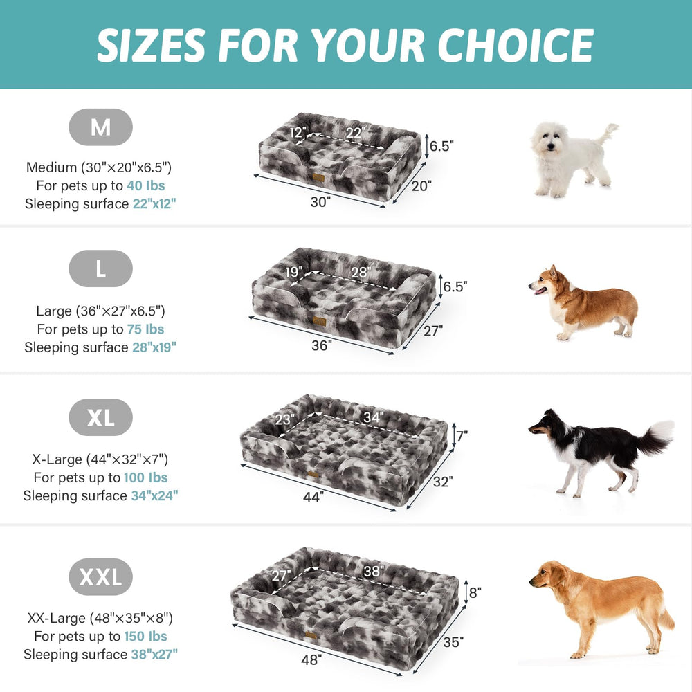 COZY KISS canapé pour chien en fausse fourrure grise tie-dye, chaleur et confort.