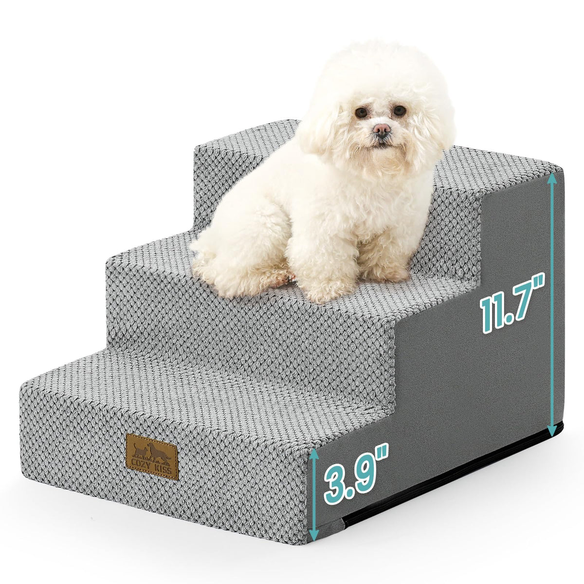 COZY KISS escalier-chien-3-marches: facilite l'accès des petits chiens jusqu'au canapé.