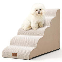 COZY KISS escalier chien 5 marches courbe beige, idéal pour petits chiens.