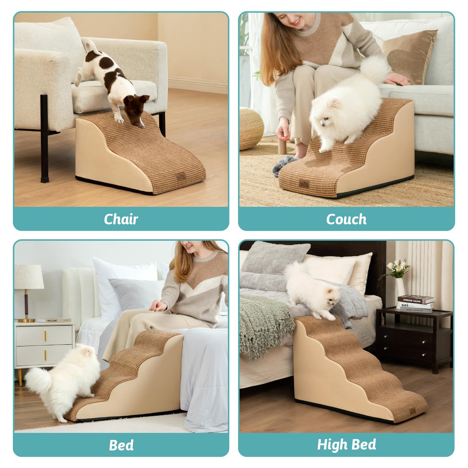 COZY KISS escalier chien petit – housse TPU imperméable, nettoyage rapide.
