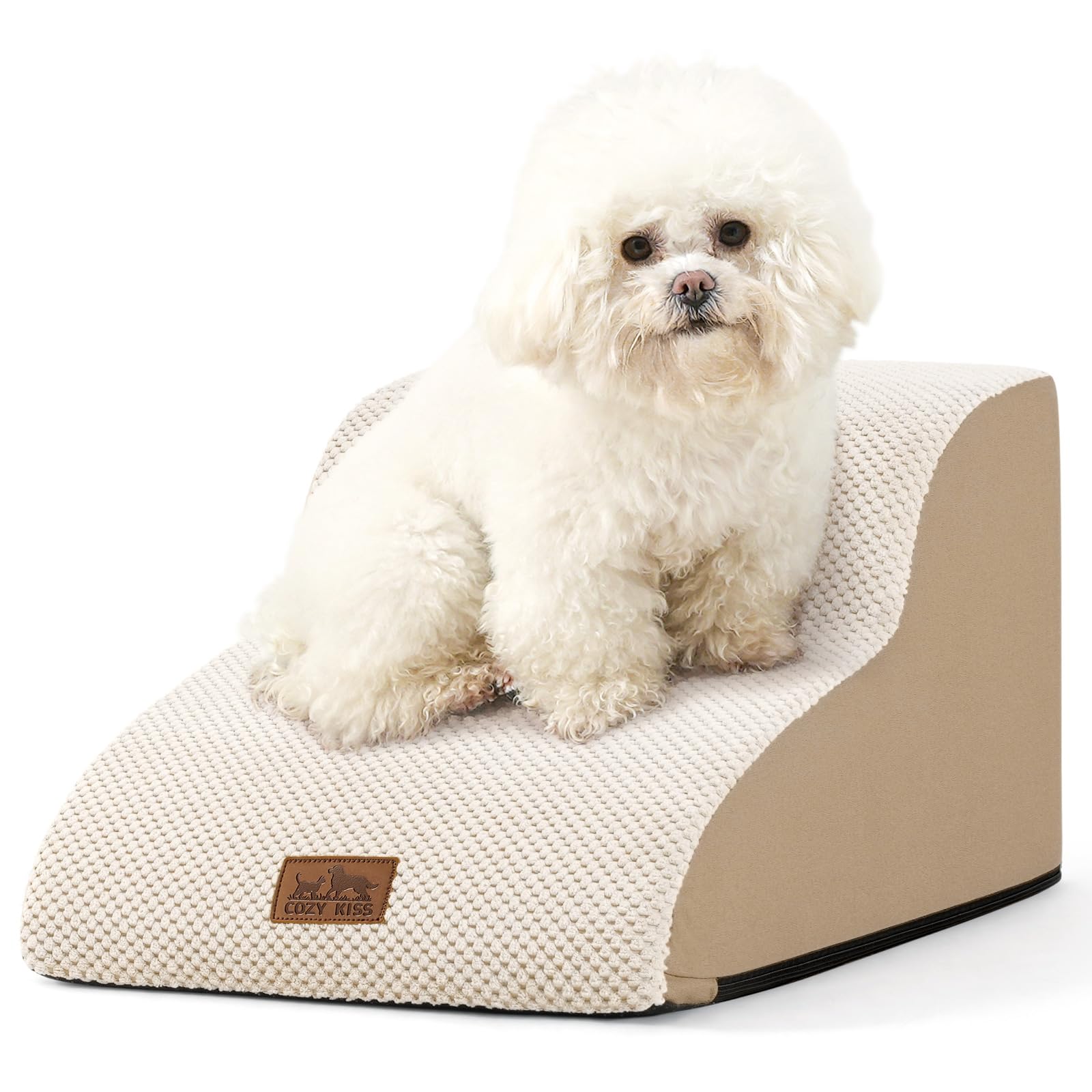 COZY KISS Escalier pour chiens petits, deux marches beige, facilite l’accès au canapé.