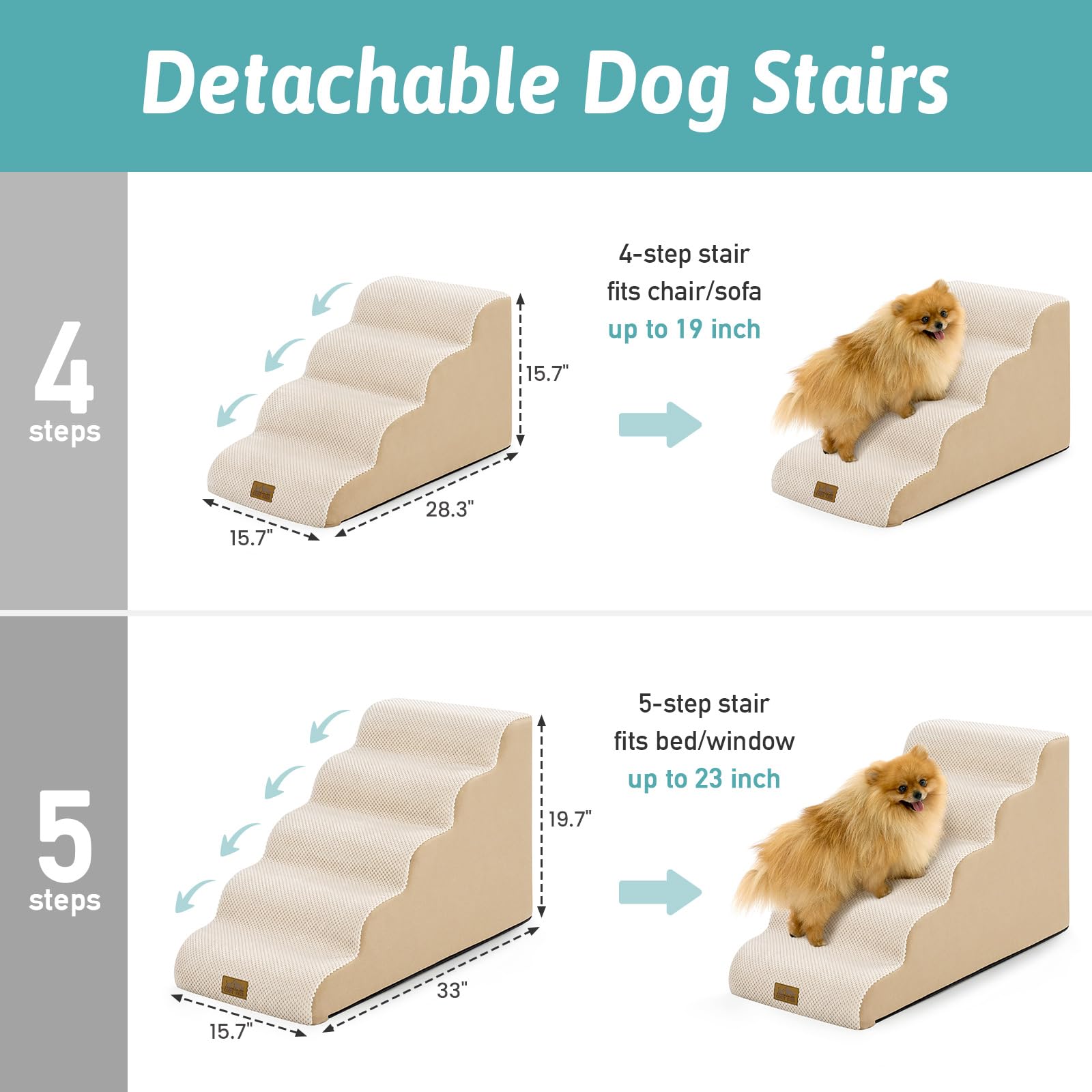 COZY KISS escalier pour chien Quatre Etapes face avant — structure stable