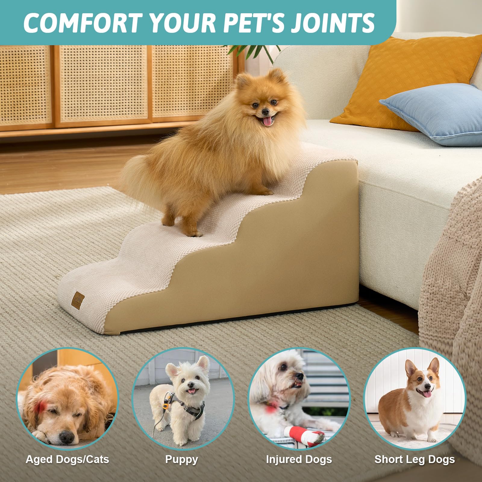 COZY KISS escalier pour chien Quatre Etapes housse lavable — nettoyage facile