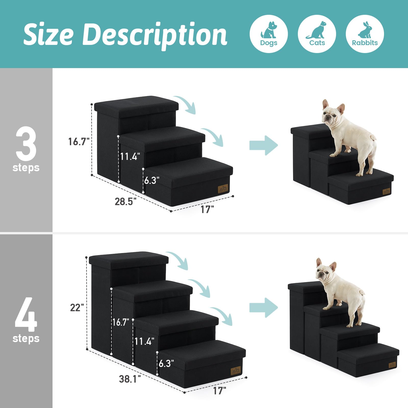 Cozy Kiss escaliers chien 17-pouces-largeur: stabilité améliorée pour les chiens.