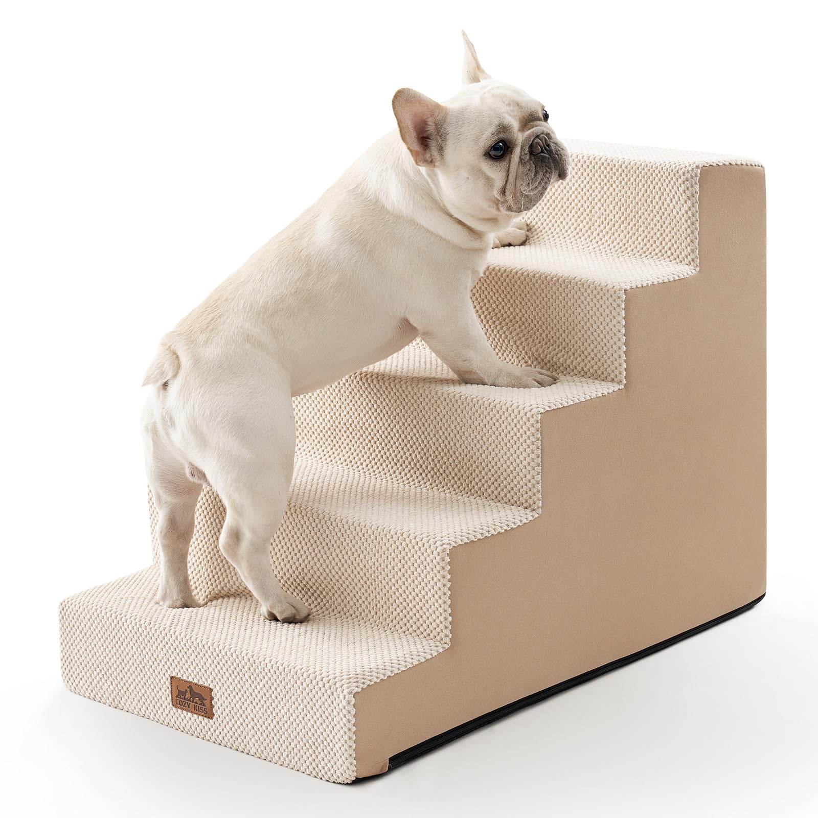 Escaliers COZY KISS 5 niveaux beige pour lits hauts et canapés.