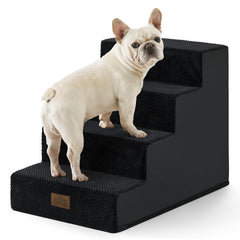 Escaliers Cozy Kiss quatre niveaux pour petit chien facilitant l'accès au canapé.