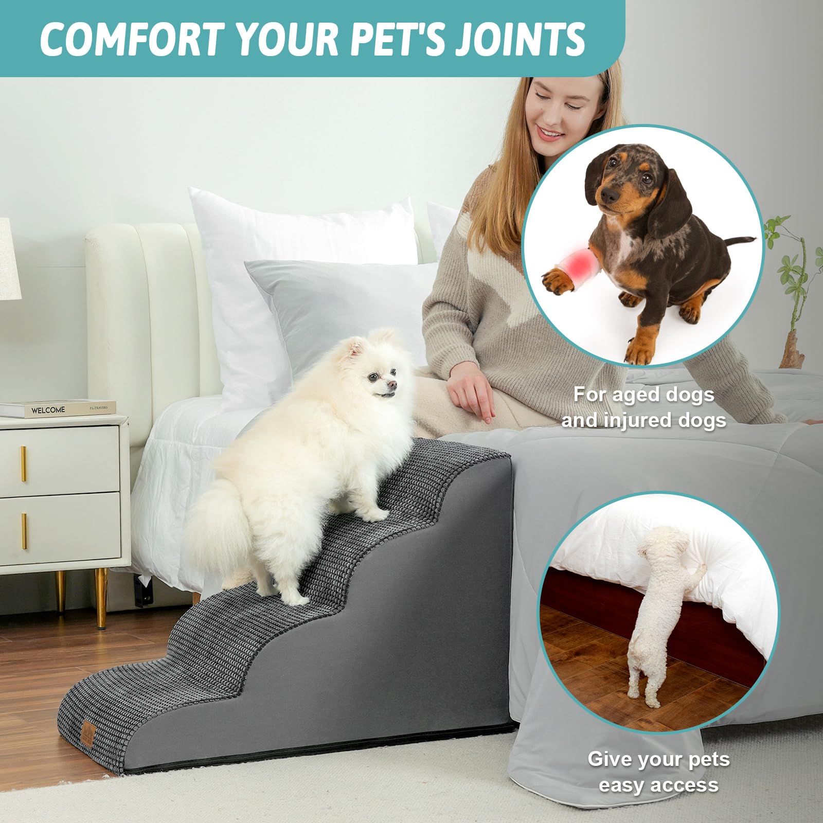 COZY KISS escaliers tissu velours cotele douceur, confort durable.
