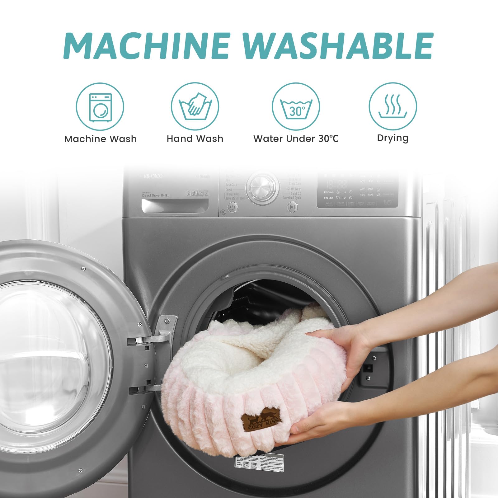 Cozy Kiss – lavage en machine à grande capacité pour grand format.