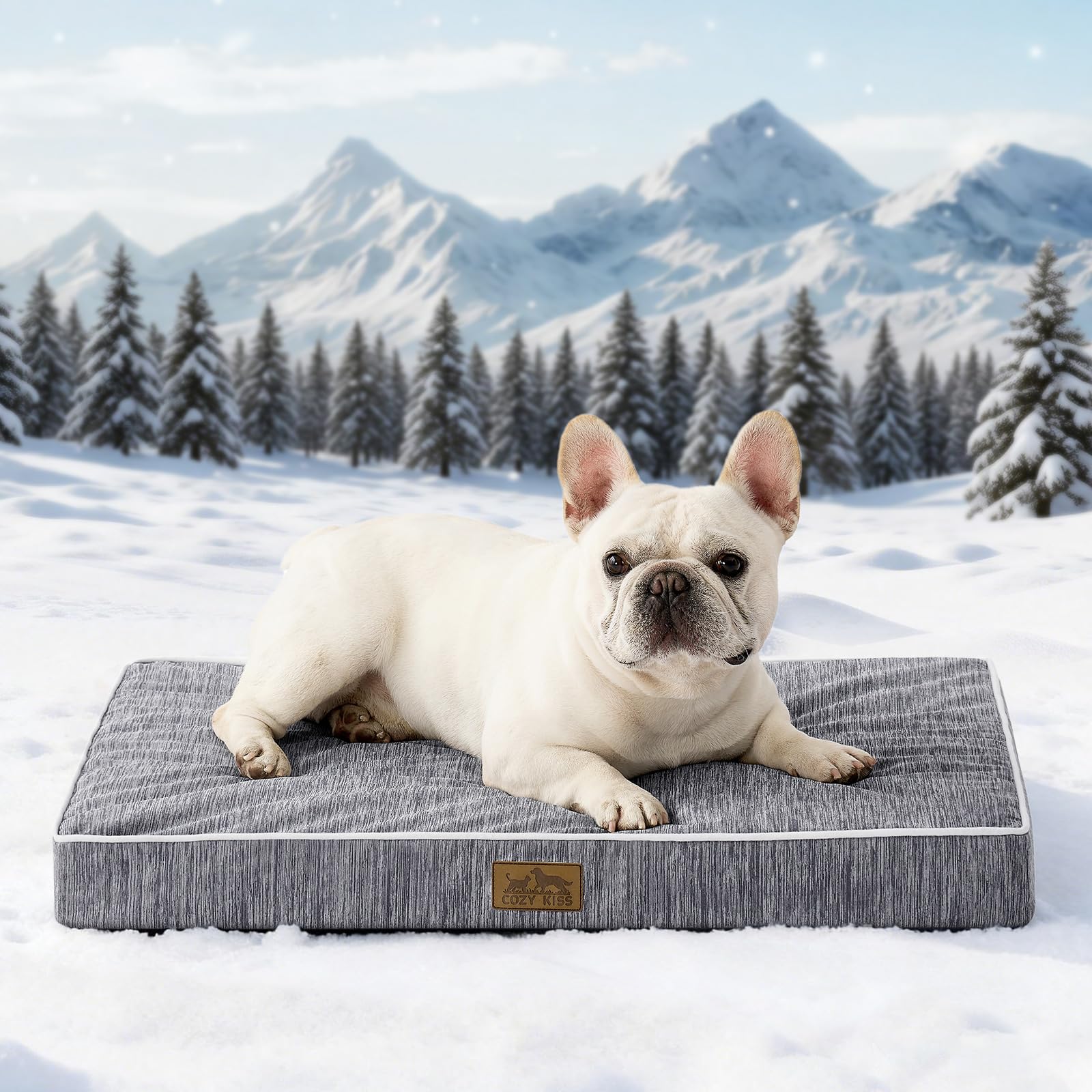 Lit COZY KISS pour chien dans une caisse, zone fraîche et confortable.
