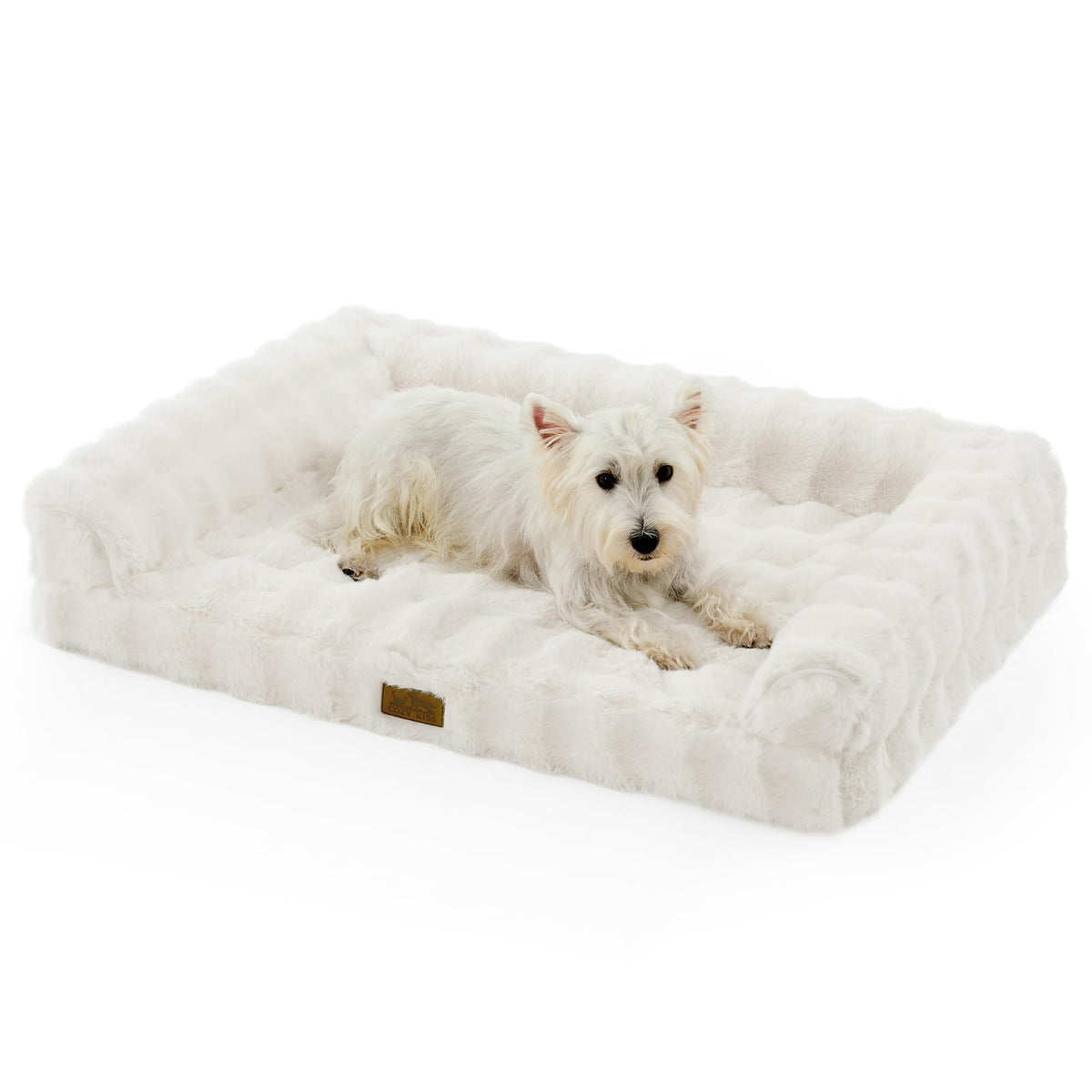 Lit COZY KISS en fausse fourrure beige, confort chaleureux pour chien