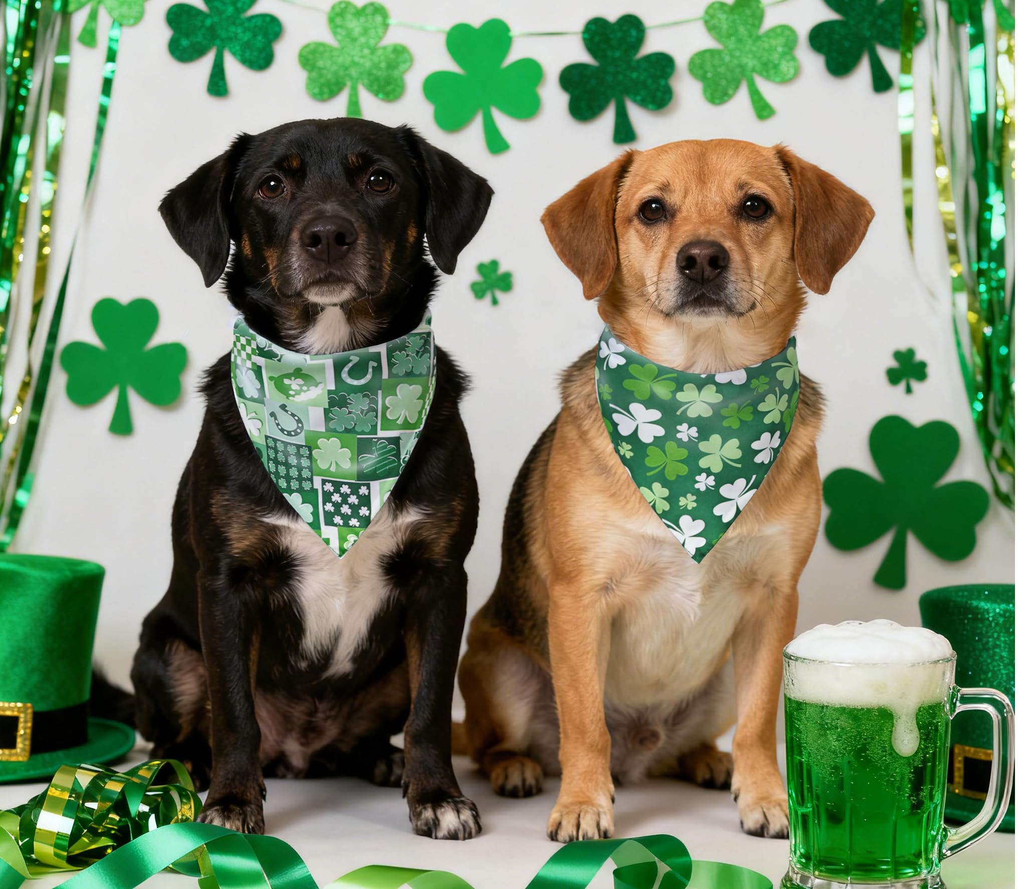 Bandana CozyHaus Saint-Patrick vert, cadeau festif pour petits chiens et chats.