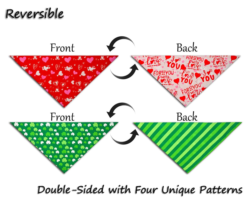 Design réversible CozyHaus bandana chien avec deux motifs assortis.