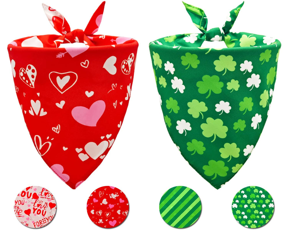 Bandana CozyHaus pour chien Valentin double-face, style réversible et festif.