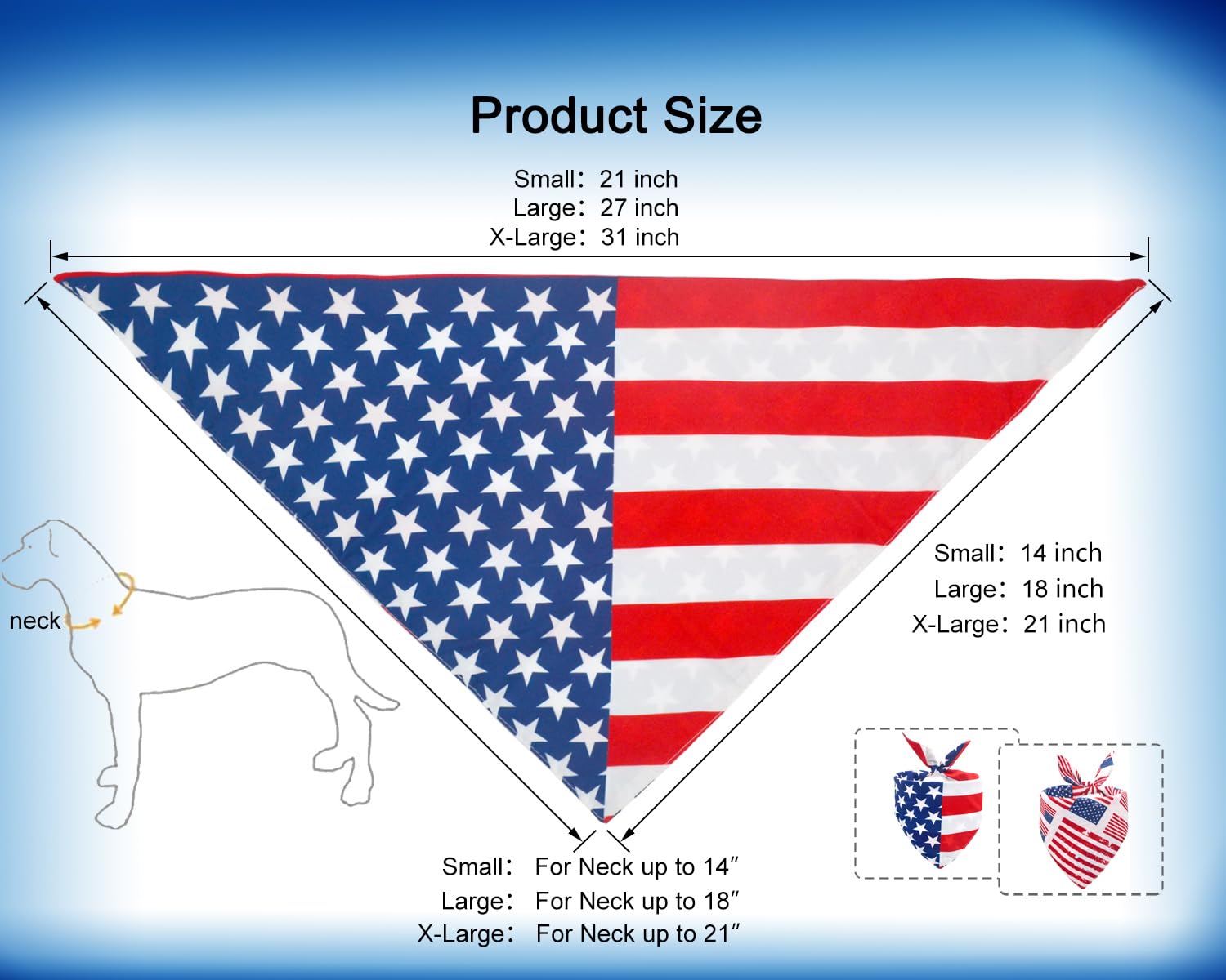 CozyHaus bandana-drapeau-américain-triangle pour grand chien, style patriote