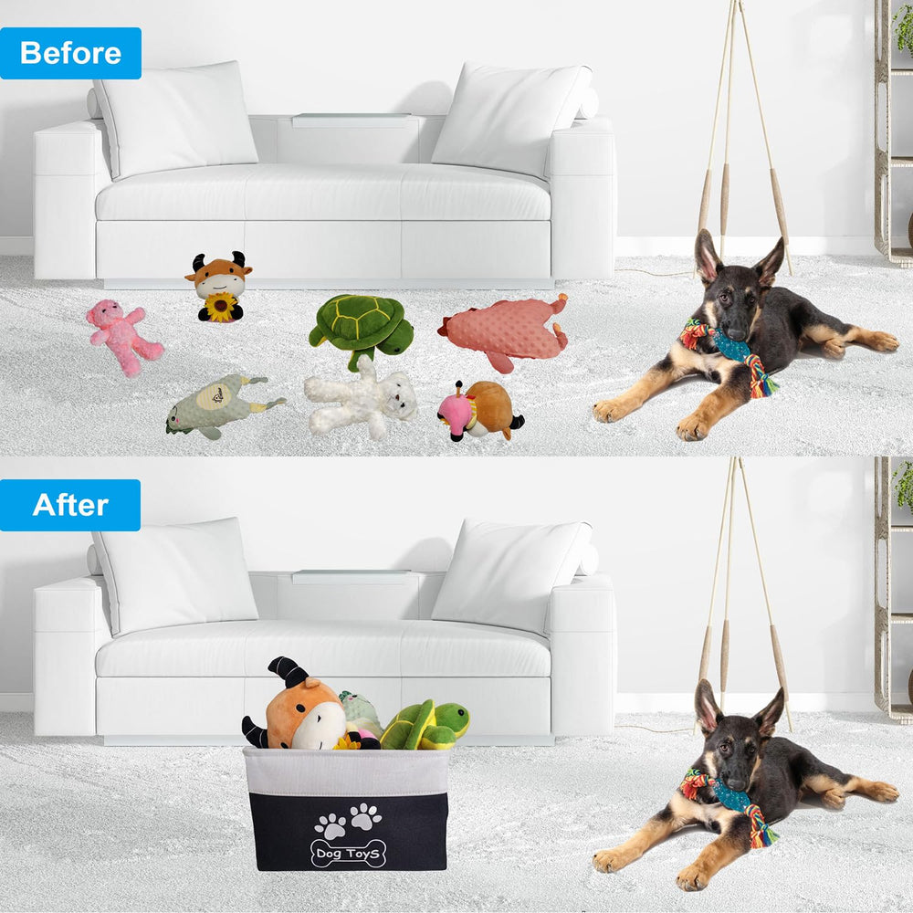 Polyvalent: organise jouets, couvertures et accessoires animaux.