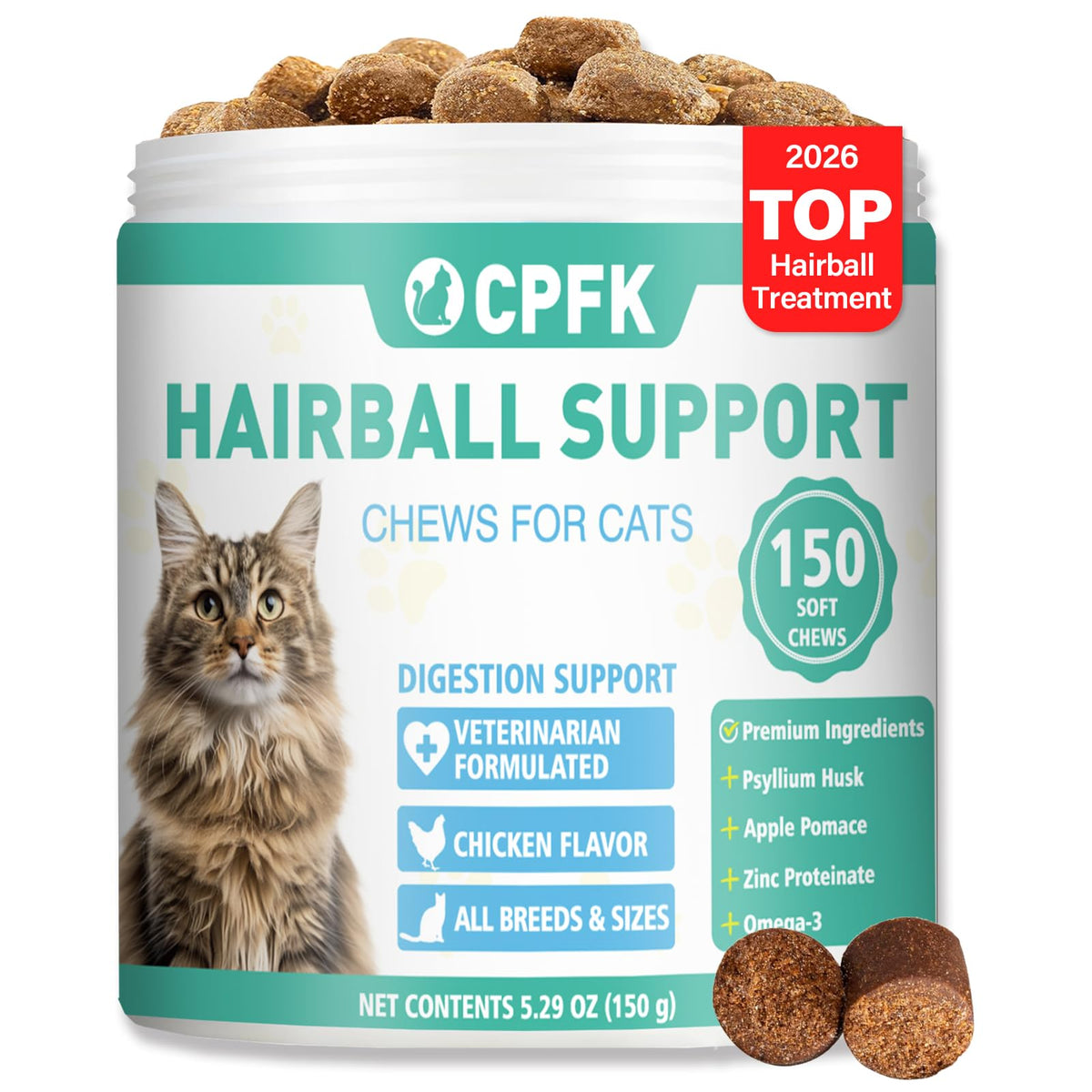CPFK Bouteille de friandises anti-boule de poil pour chat.