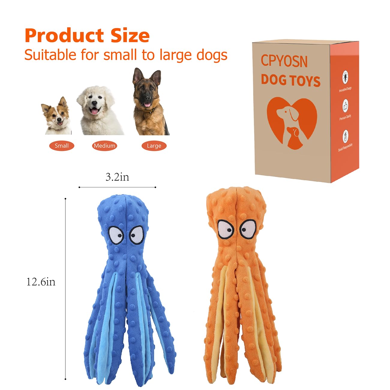 CPYOSN peluche poulpe idéale pour tous les chiens et chiots.