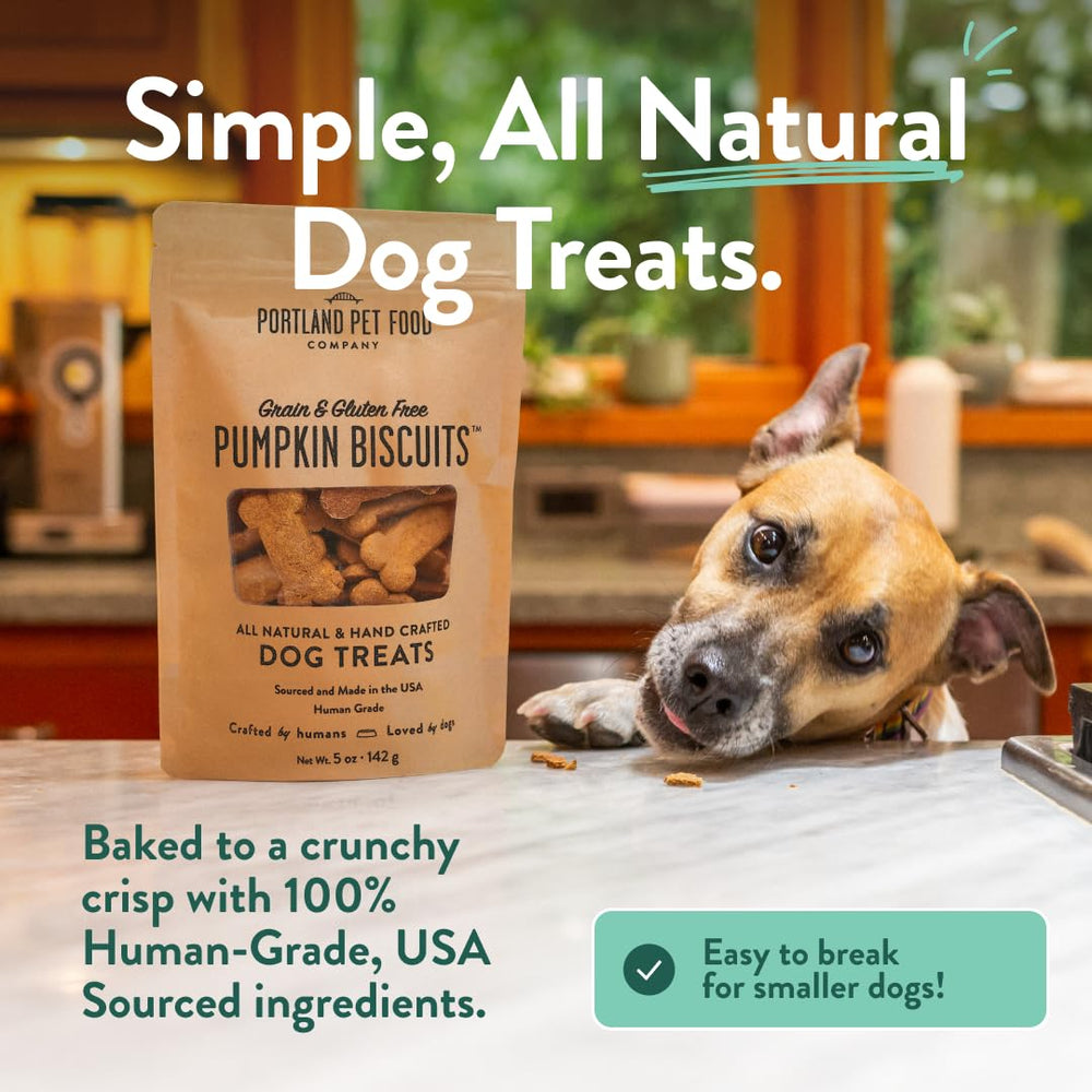 CRAFTED BY HUMANS LOVED BY DOGS – texture croquante biscuit citrouille, parfait pour l’entraînement.