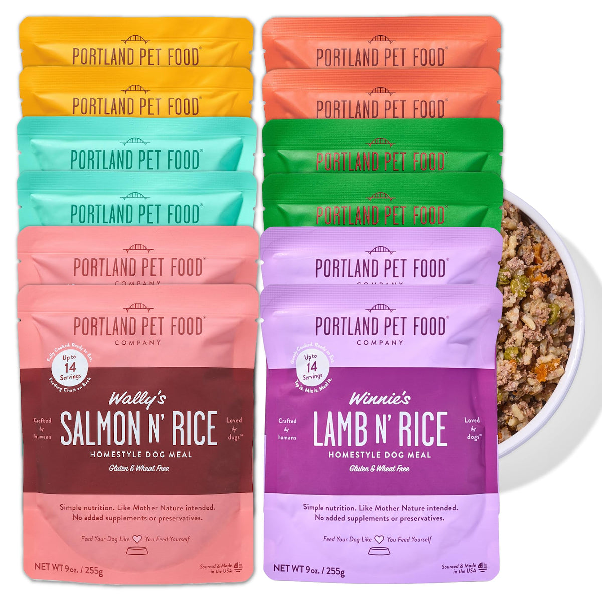 CRAFTED BY HUMANS – sachet saumon et riz, repas rapide et savoureux pour chien.