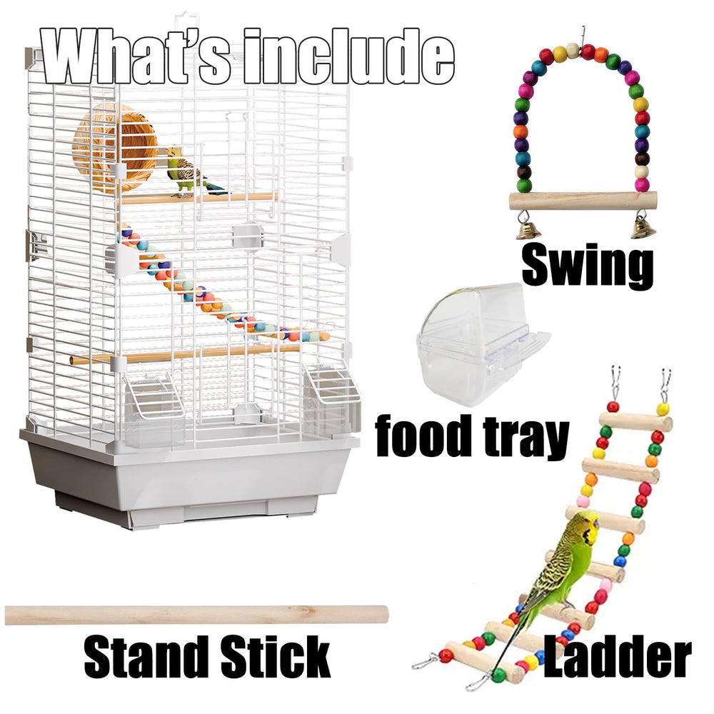 Craftsboys Cage à oiseaux Basic – plateau amovible facilitant le nettoyage rapide.