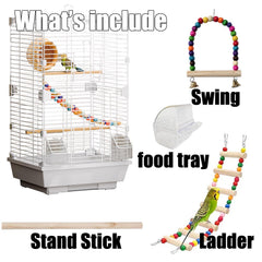 Craftsboys Cage à oiseaux Basic – plateau amovible facilitant le nettoyage rapide.