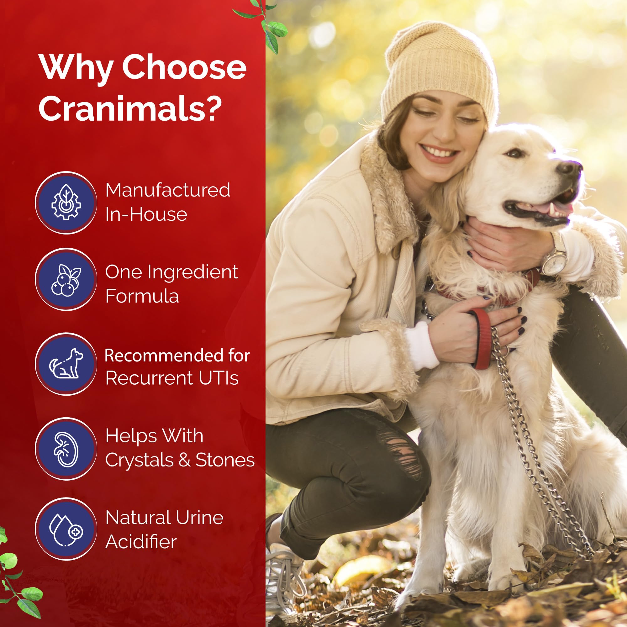Cranimals: extrait biologique de canneberge, dosage quotidien pratique.