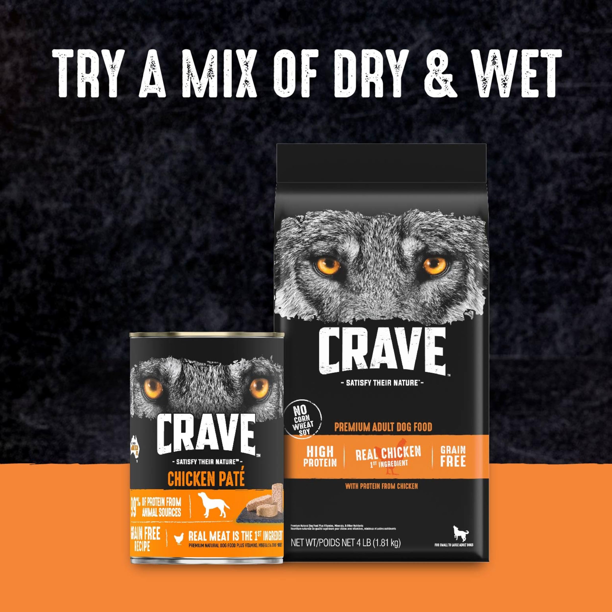 Emballage pratique CRAVE 4 lb facilitant le rangement.