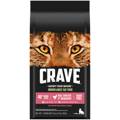 CRAVE croquettes sans cereales pour chat interieur au poulet et saumon energie.