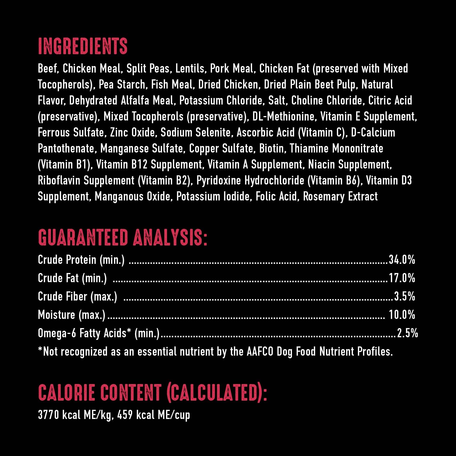 Sac CRAVE de 4 lb boeuf, ingrédients de qualité pour chien adulte.