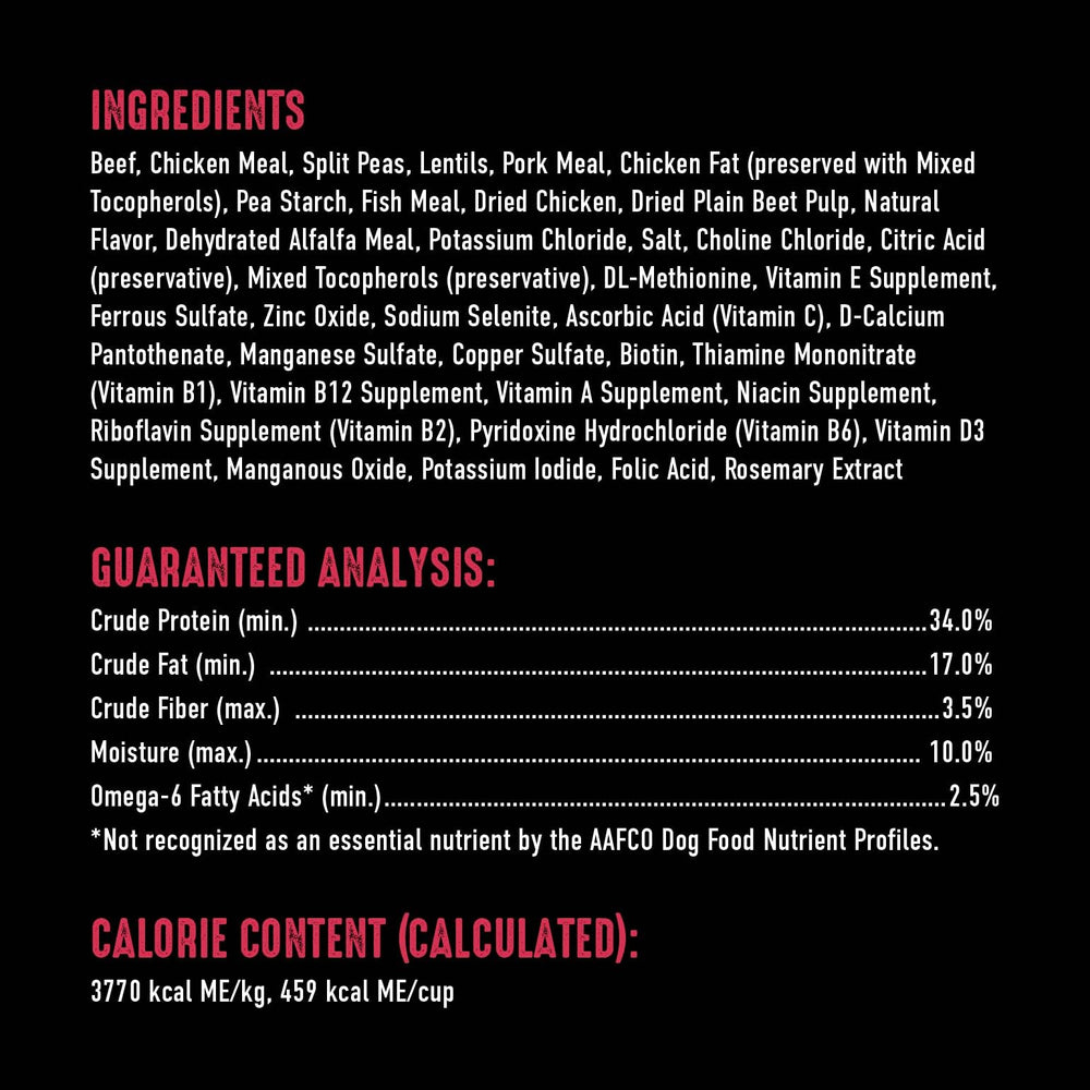 Sac CRAVE de 4 lb boeuf, ingrédients de qualité pour chien adulte.