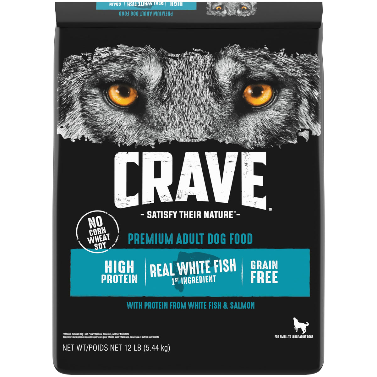 CRAVE sac ch ie n poisson blanc saumon 12 livres – alimentation complète pour chiens adultes