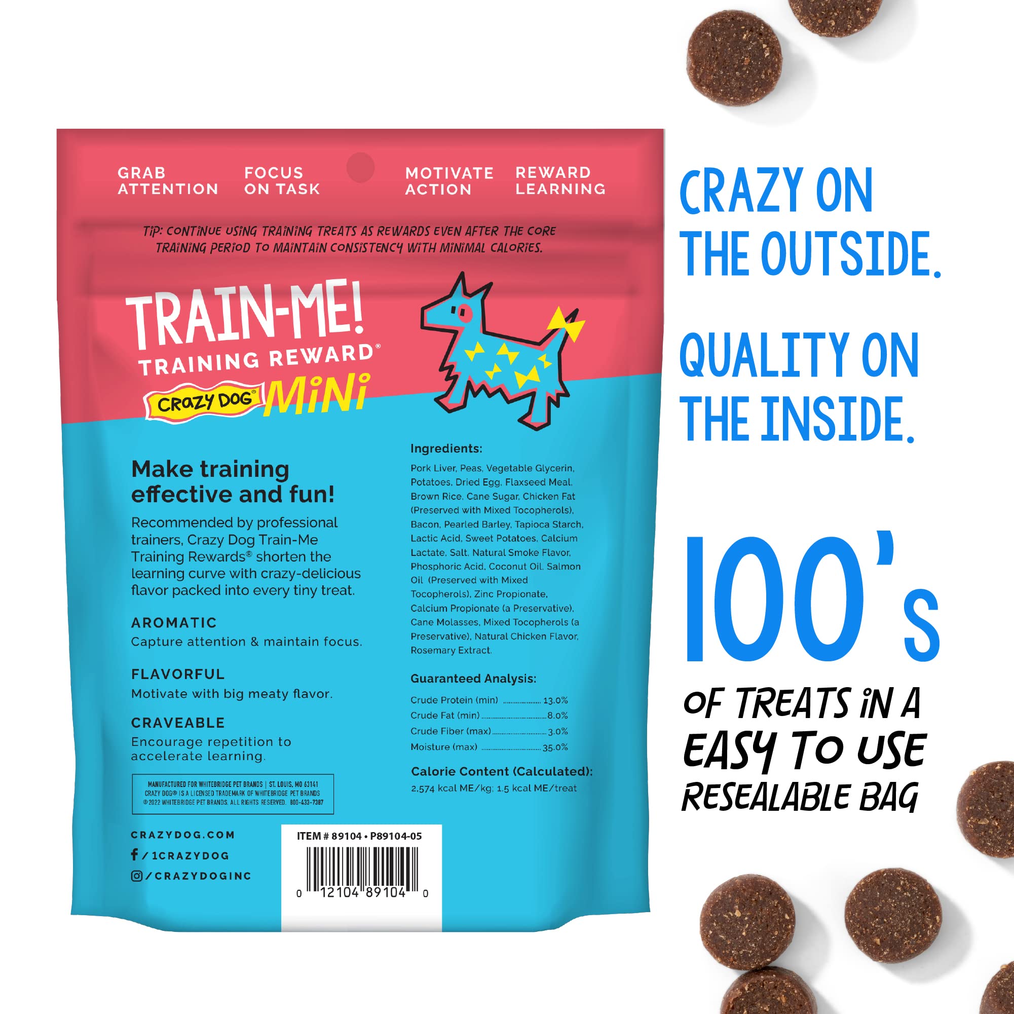 Crazy Dog Mini Entraînement bacon friandises 4oz - texture moelleuse et appétissante