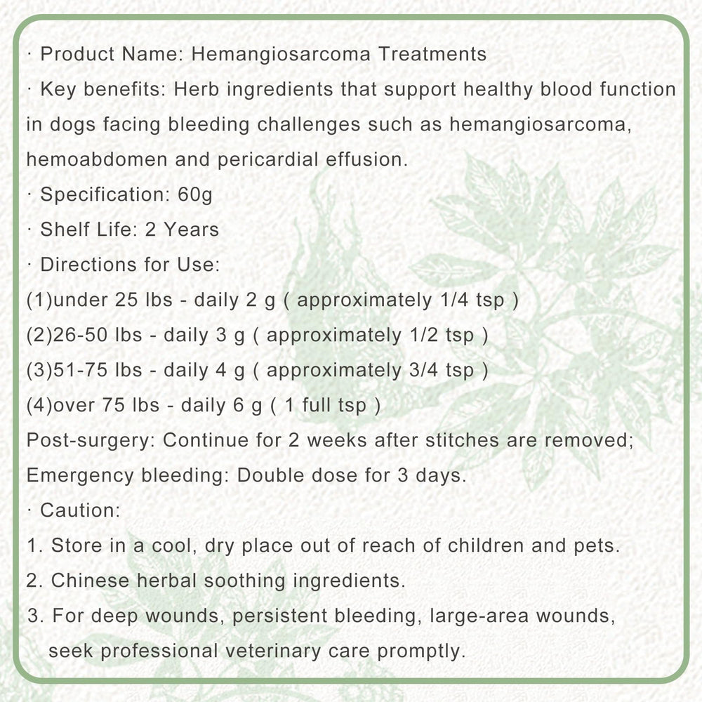 Crazzartmon Poudre Sanqi Yunnan – usage après chirurgie chez le chien