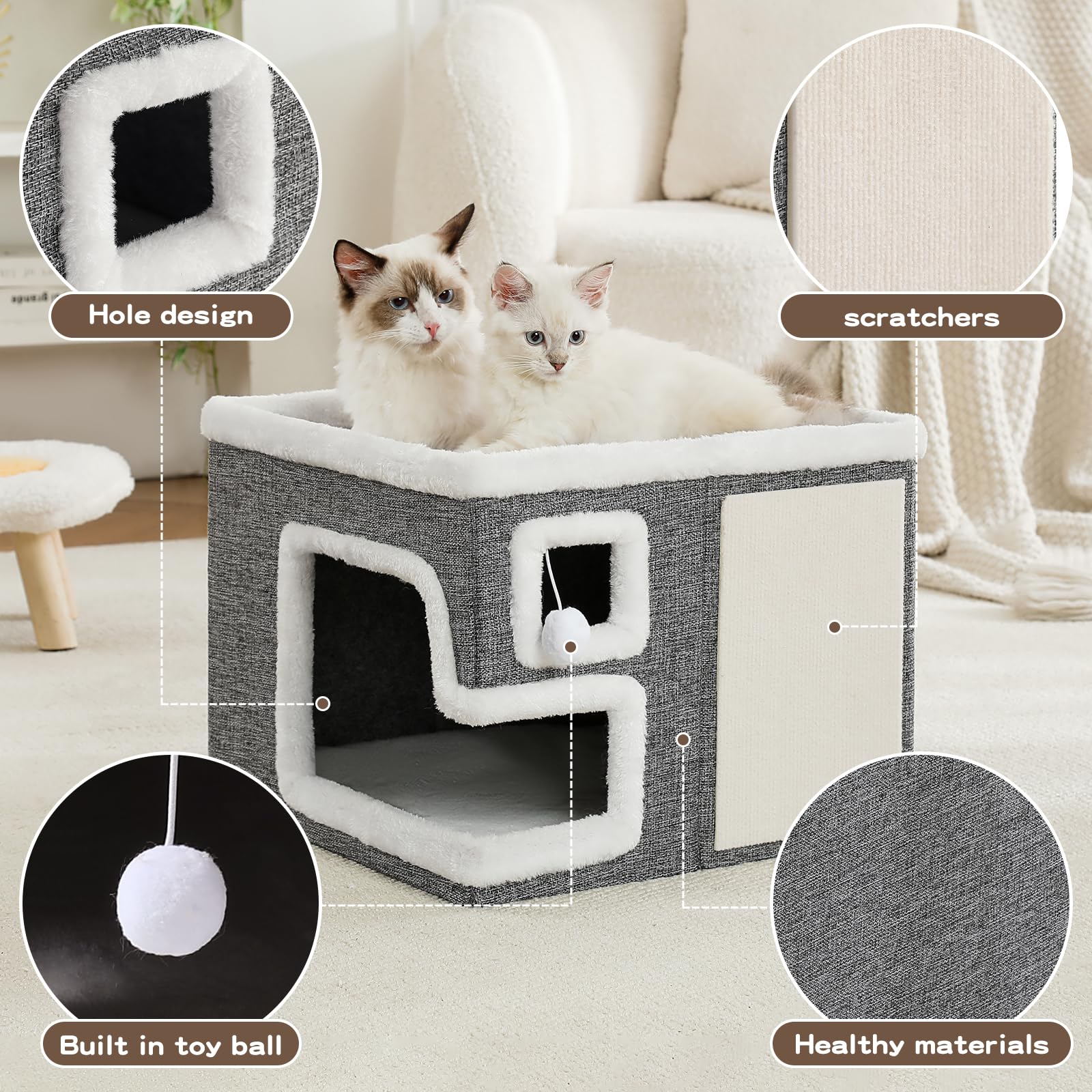 Crispedia cachette chat balle peluche suspendue pour stimulation ludique.