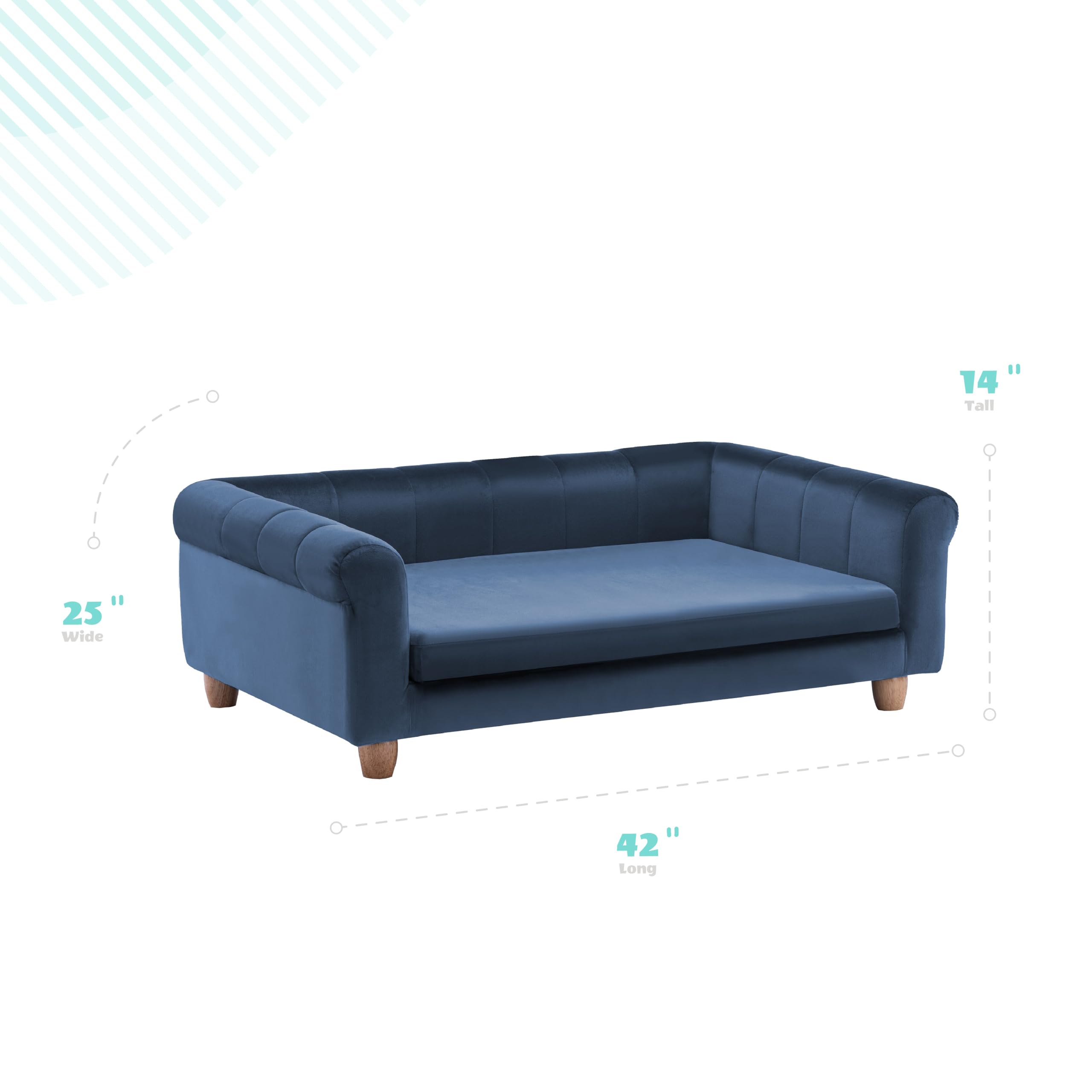 CRITTER SITTERS canapé-chien-velours-bleu-marine: structure en bois naturel résistante.