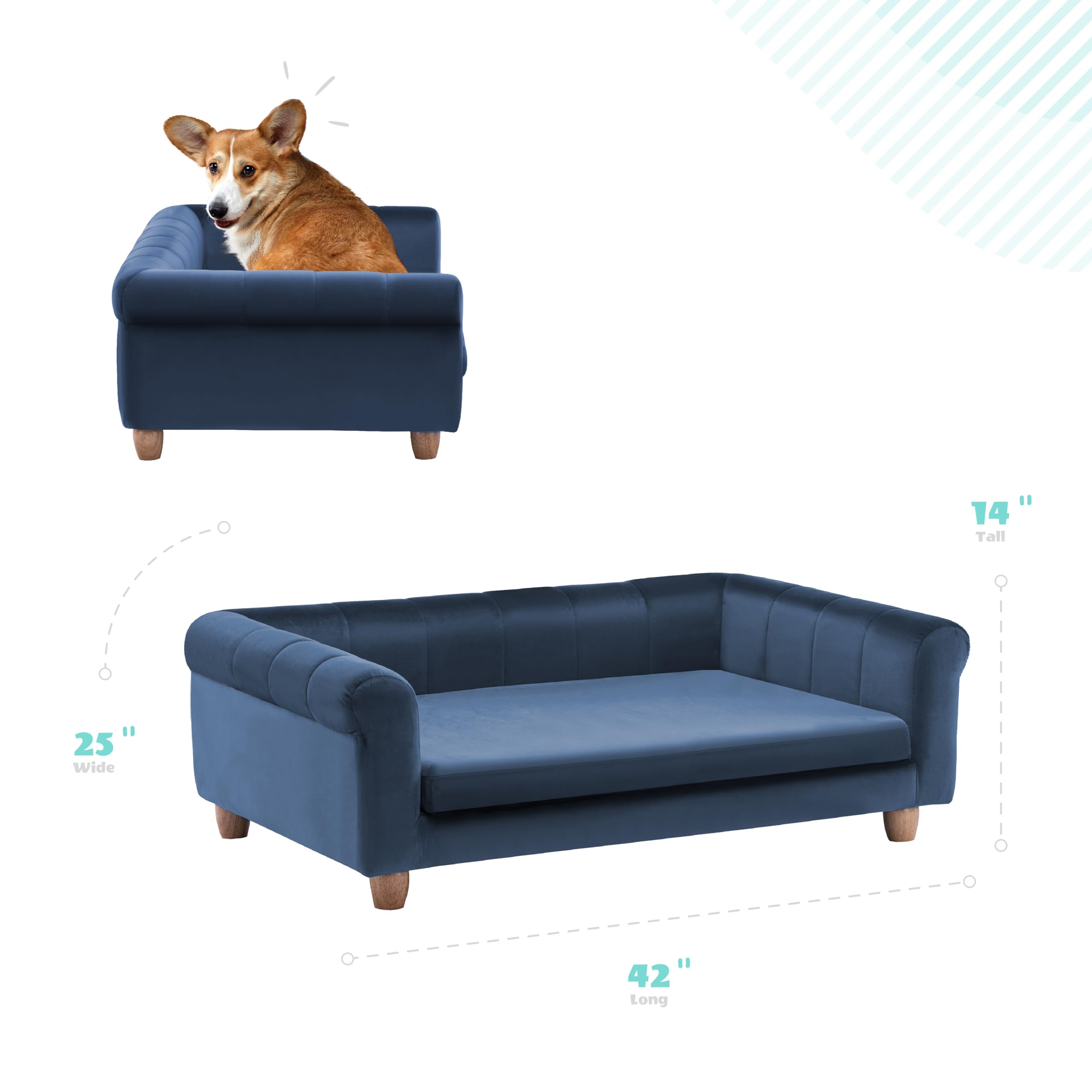 CRITTER SITTERS canapé-chien-velours-bleu-marine: style polyvalent pour tout intérieur.