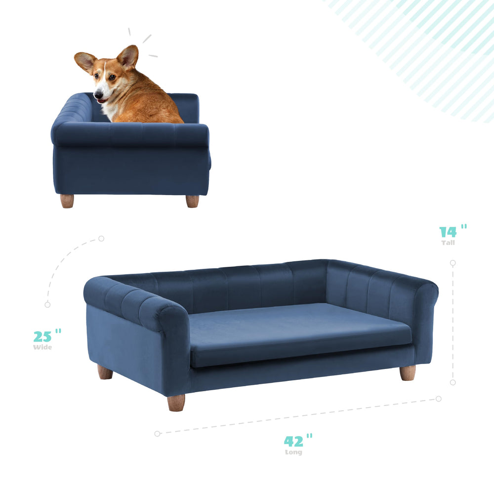 CRITTER SITTERS canapé-chien-velours-bleu-marine: style polyvalent pour tout intérieur.