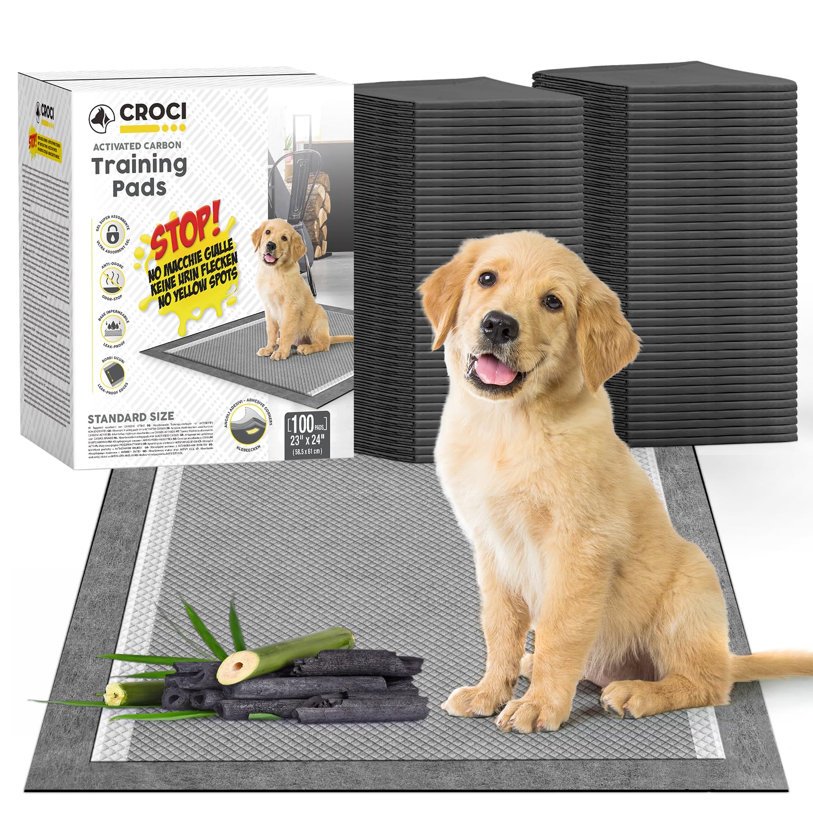 Croci Charcoal Puppy Pad - absorption rapide pour garder le sol propre.