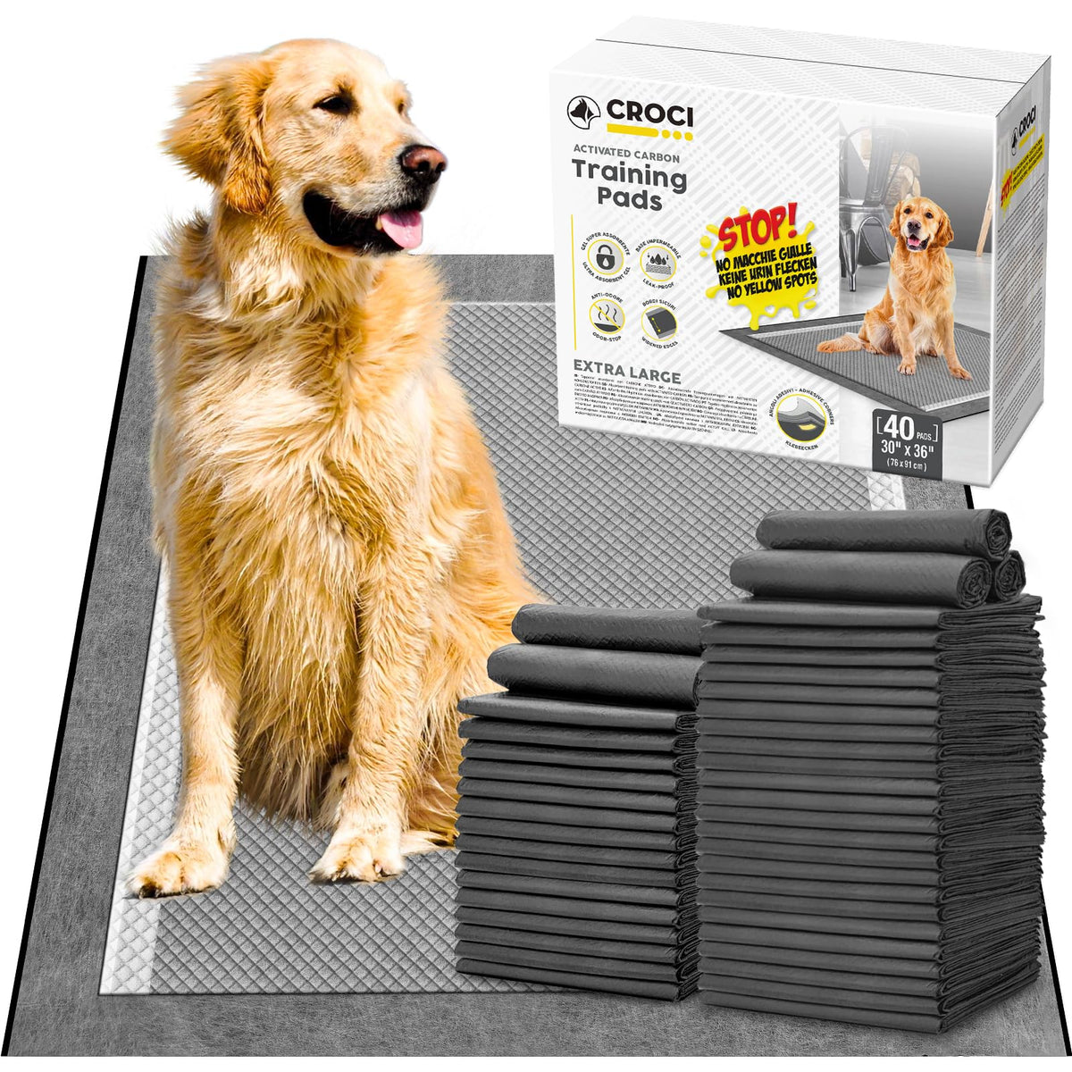 Croci tapis potty pads XXL 30x36 — absorption supérieure pour un sol sec et propre