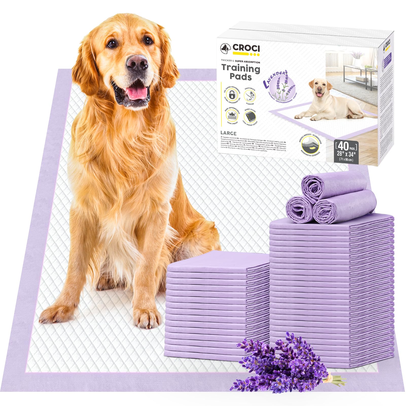 Croci tapis absorbants grand format 28x34 prêt à l'entraînement et propreté