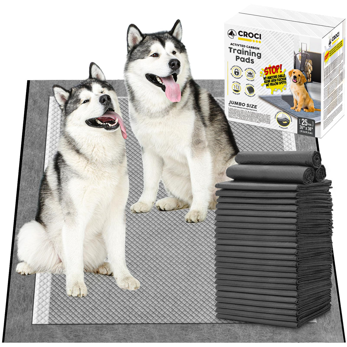 Croci tapis-potty 36x36 frontale — idéal pour l'entraînement quotidien des chiens
