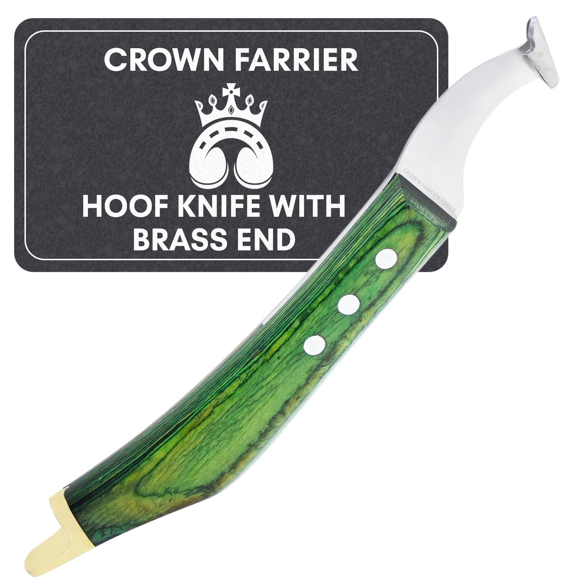 Crown Farrier Tools couteau-sabot main-gauche-brass : précision nette pour le travail du sabot.