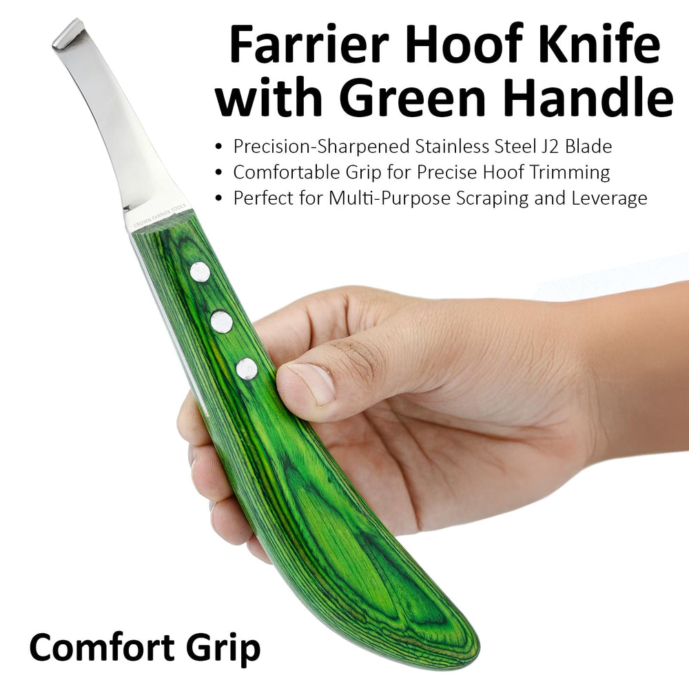 Poignée bois ergonomique verte assure une prise stable et confortable.