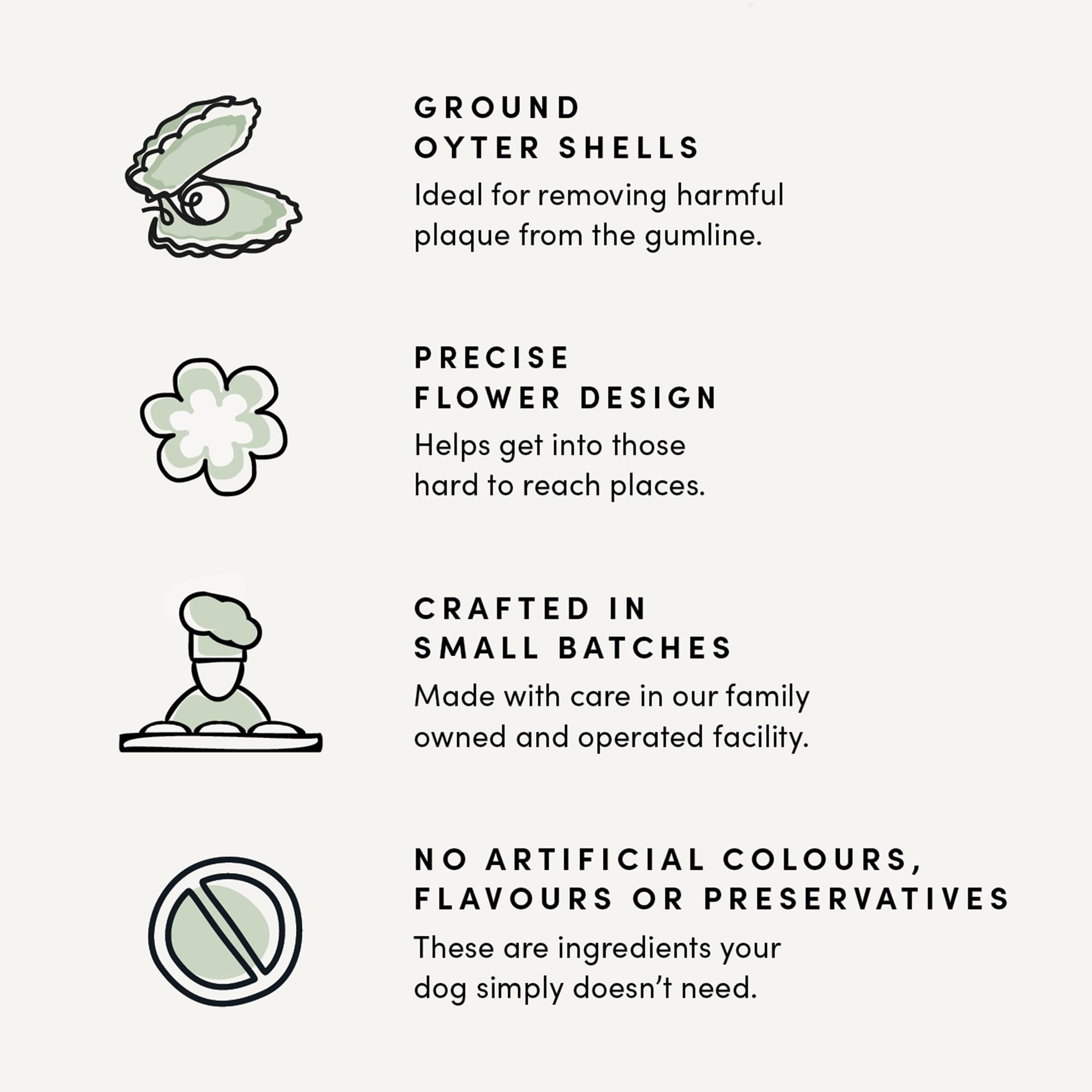 Fabriqué au Canada Crumps’ Naturals Bacon Dental, standard de qualité locale.